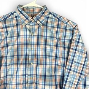 Vineyard Vines Performance Shirt Mens L Classic Fit Murray Blue Pink Plaid Long